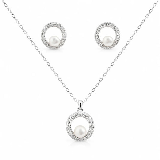 925 Sterling Silver Luna Pearl Necklace Set