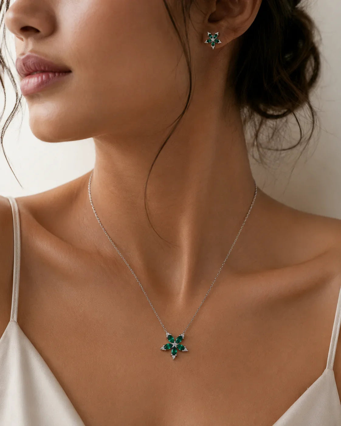 925 Silver Verdant Bloom Necklace Set