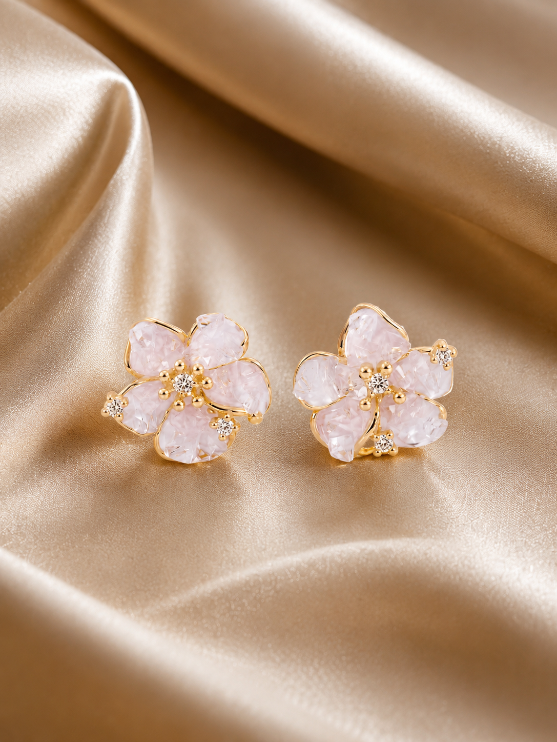 925 Sterling Silver Blush Blossom Stud Earrings