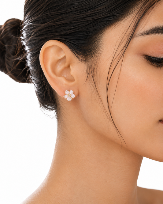925 Sterling Silver Blush Blossom Stud Earrings