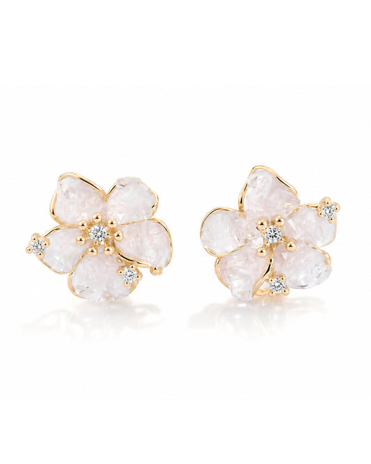 925 Sterling Silver Blush Blossom Stud Earrings