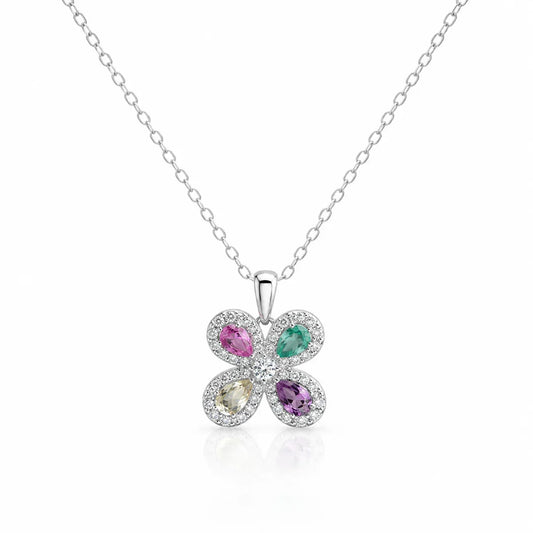 925 Sterling Silver Prism Bloom Pendant Necklace