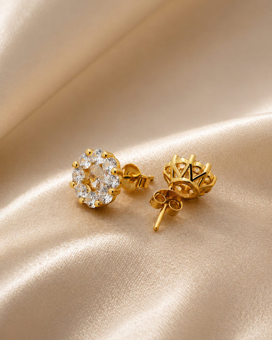 PEHRO 925 Sterling Silver Floral Cluster Stud Earrings