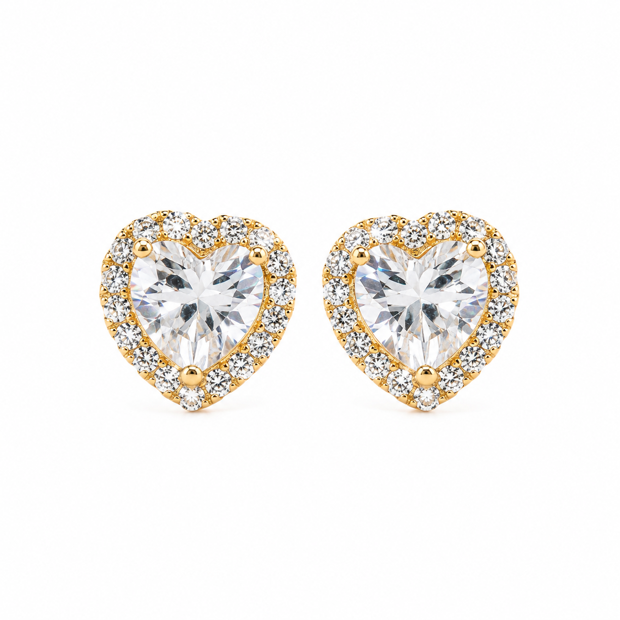 925 Sterling Silver Heart Halo Stud Earrings