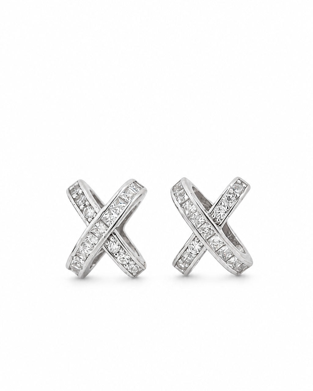925 Sterling Silver Crossover Stud Earrings