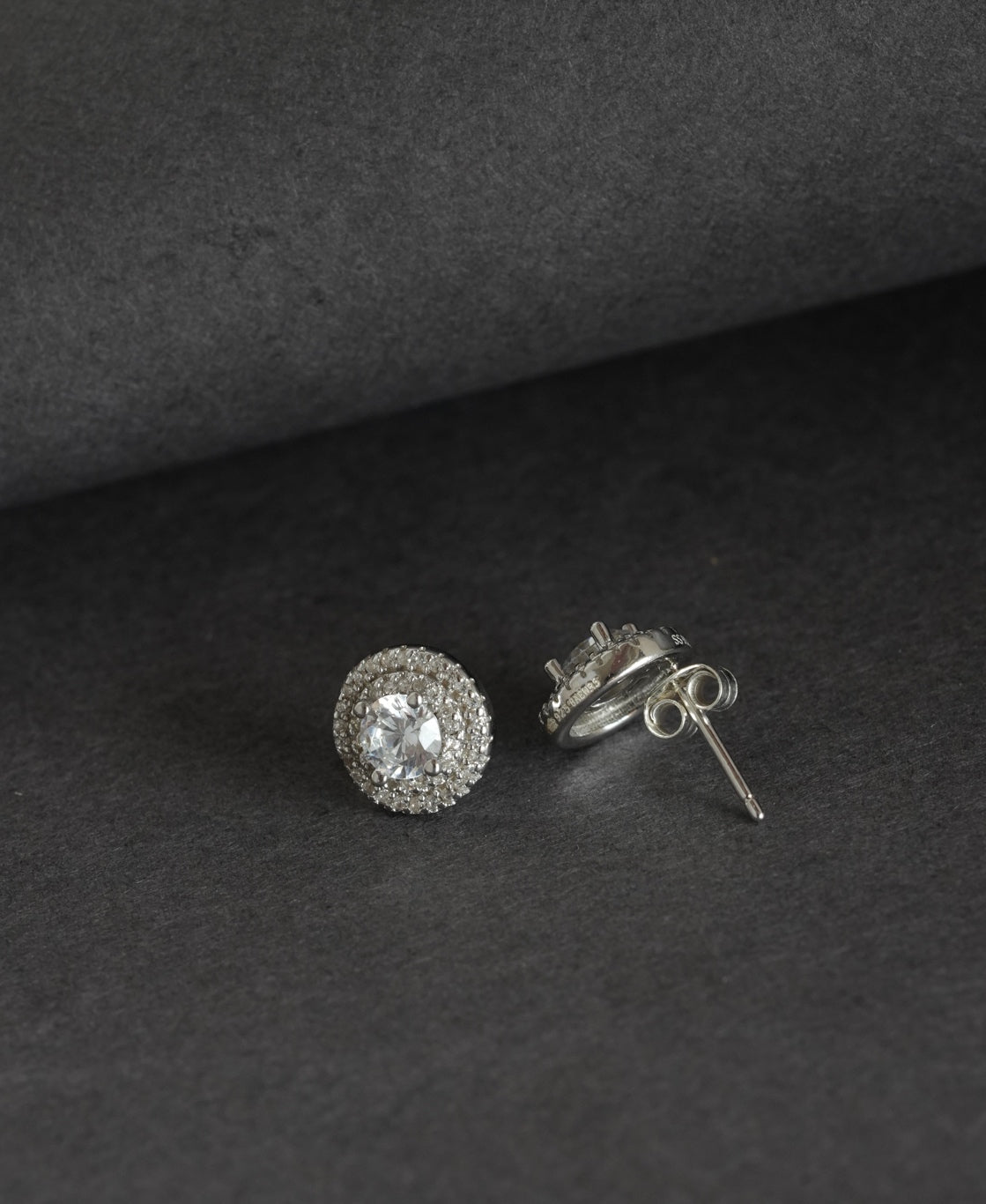 925 Sterling Silver Halo Stud Earrings