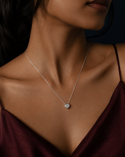 925 Sterling Silver Amour Heart Pendant Necklace