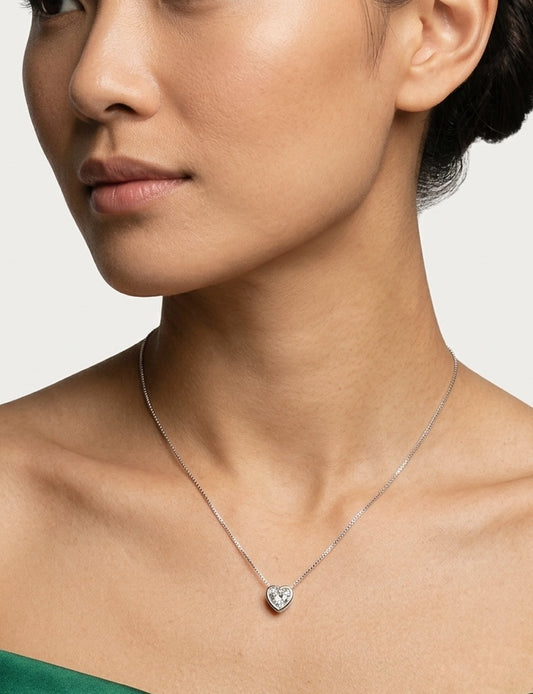 925 Sterling Silver Amour Heart Pendant Necklace