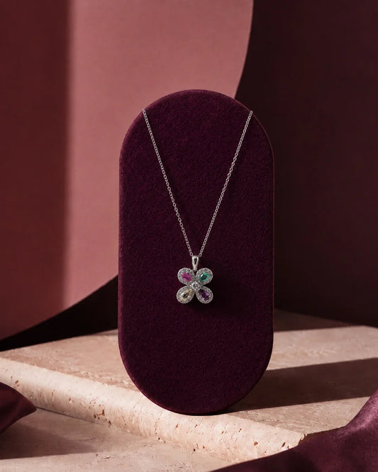 925 Sterling Silver Prism Bloom Pendant Necklace