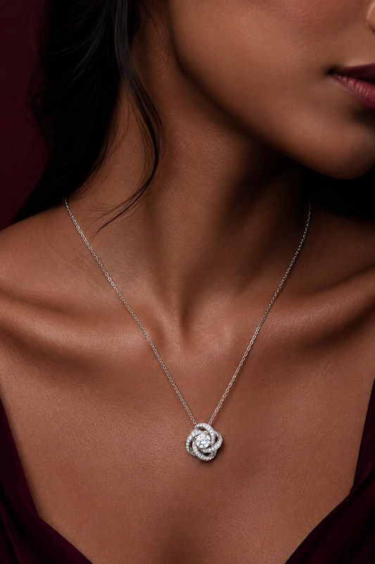 925 Sterling Silver Eternal Bloom Pendant Necklace