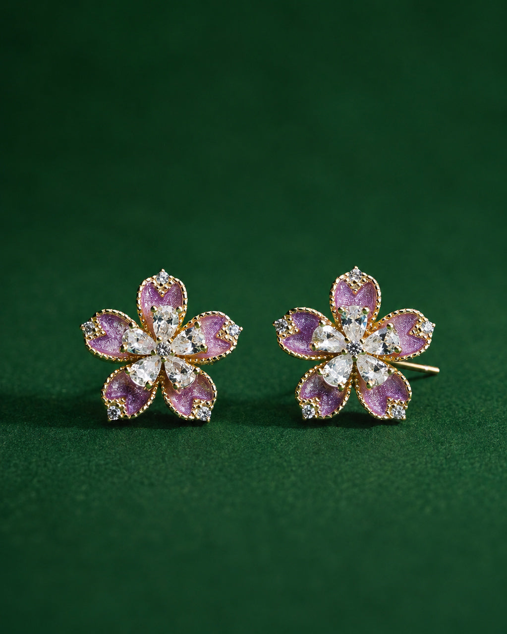 925 Sterling Silver Lavender Bloom Stud Earrings