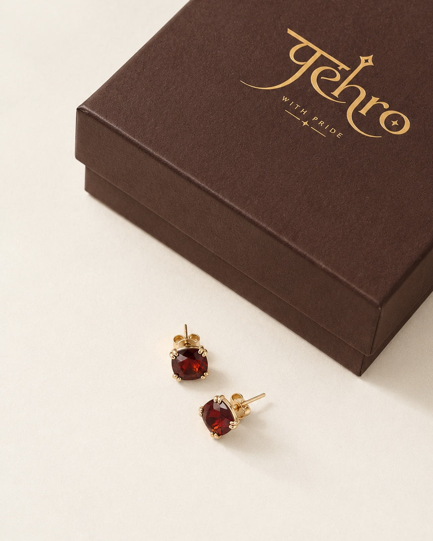 Angara 925 Sterling Silver Natural Garnet Stud Earrings