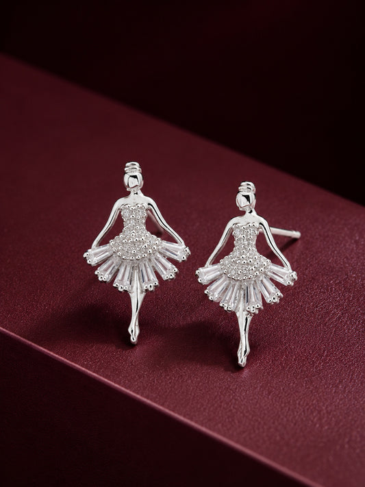 925 Sterling Silver Etoile Ballerina Stud Earrings