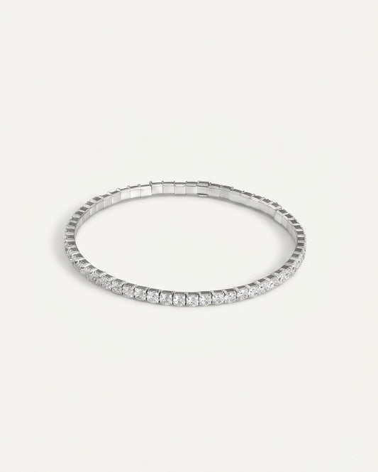 PEHRO 925 Sterling Silver Celeste Stretch Tennis Bracelet with brilliant round diamond-like stones