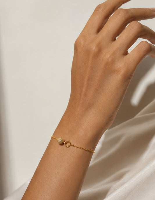 Model wearing PEHRO 925 Sterling Silver Celeste Slider Bracelet