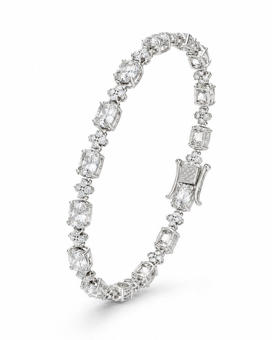 925 Sterling Silver Emerald-Cut Tennis Bracelet | PEHRO