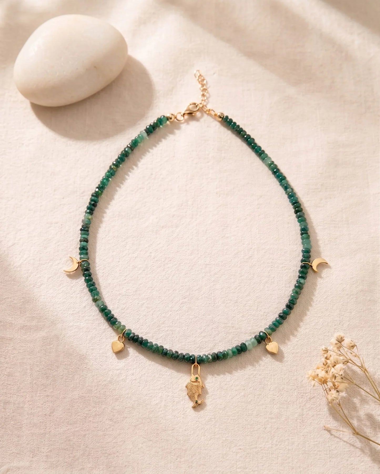 925 Sterling Silver Grandidierite Fish Charm Choker