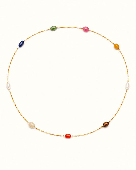 PEHRO 925 Sterling Silver Navratna Gemstone Necklace