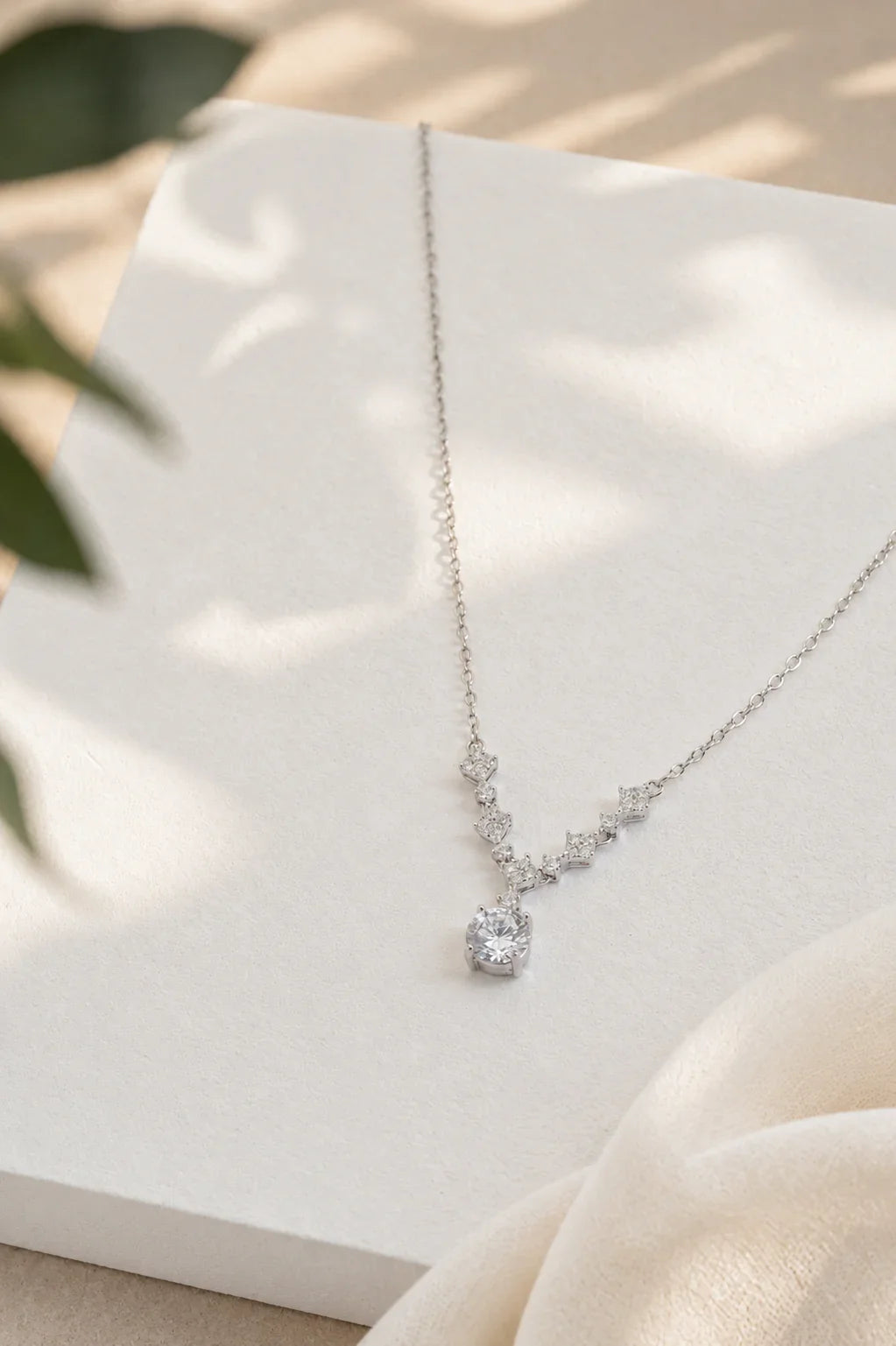 925 Sterling Silver Celeste Drop Pendant Necklace