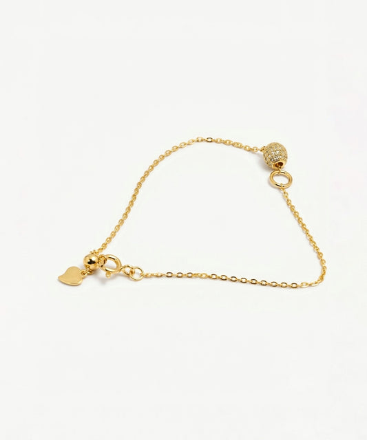 PEHRO 925 Sterling Silver Celeste Slider Bracelet with adjustable 18K gold-plated chain