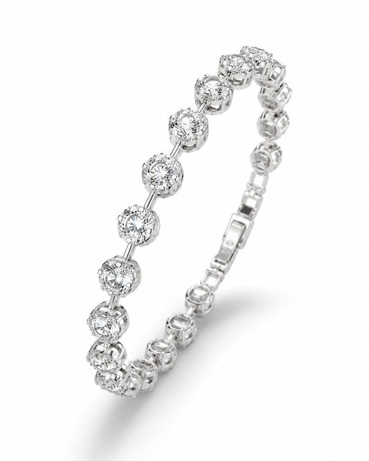 PEHRO 925 Sterling Silver Celeste Tennis Bracelet with brilliant round diamond-like stones