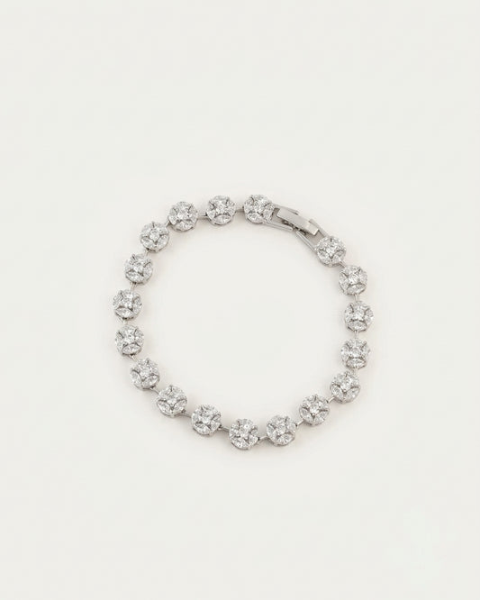 PEHRO 925 Sterling Silver Celeste Tennis Bracelet with brilliant round diamond-like stones