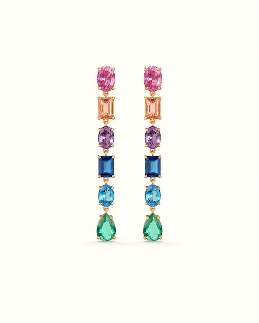 PEHRO 925 Sterling Silver Gold Vermeil Rainbow Drop Earrings