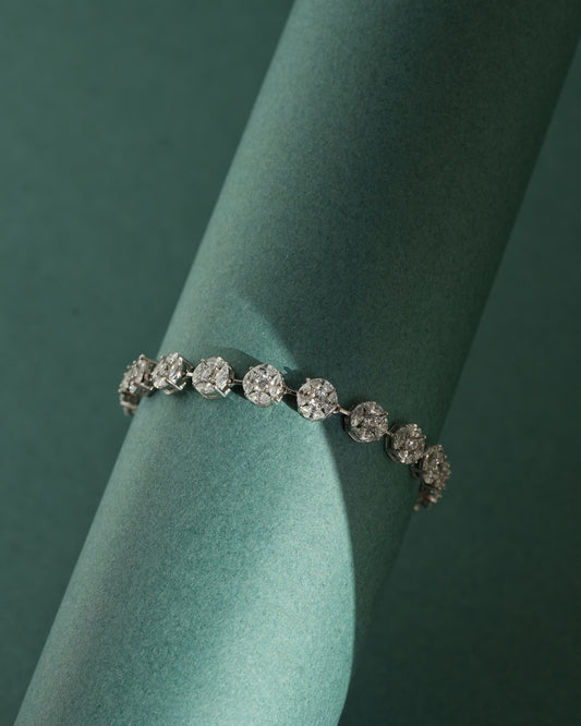 Close-up of the brilliant round stones on the PEHRO Celeste Tennis Bracelet
