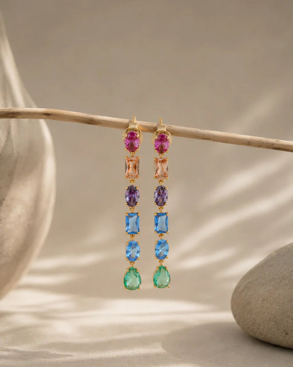 Rainbow Drop Earrings | 925 Silver with 18K Gold Vermeil