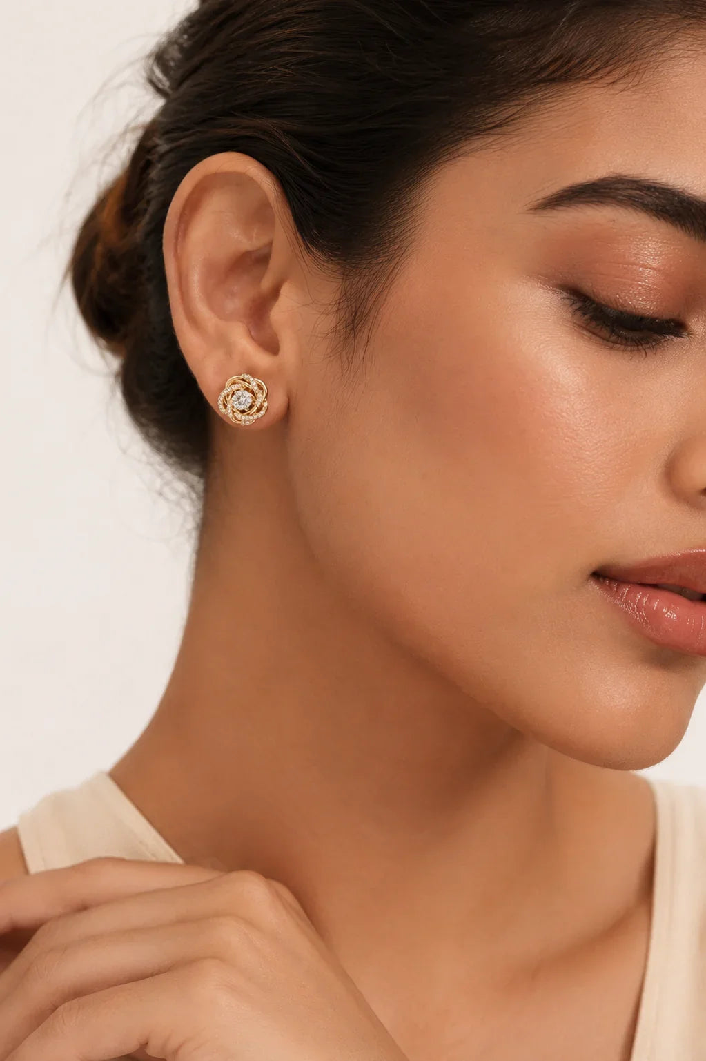 925 Sterling Silver Gold Plated Knot Stud Earrings