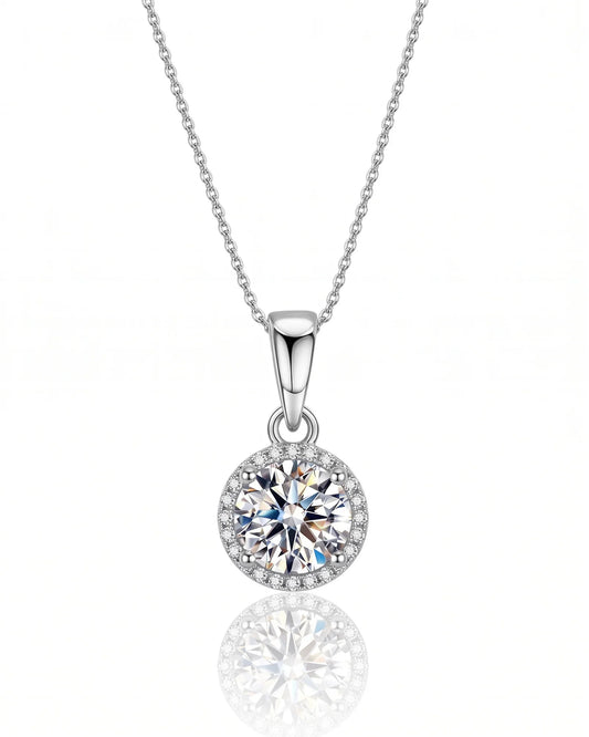 PEHRO 925 Sterling Silver 3 Carat Moissanite Halo Pendant