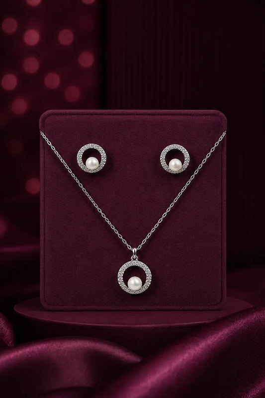 925 Sterling Silver Luna Pearl Necklace Set
