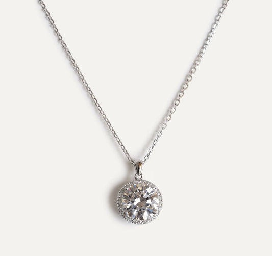PEHRO 925 Sterling Silver 3 Carat Moissanite Halo Pendant