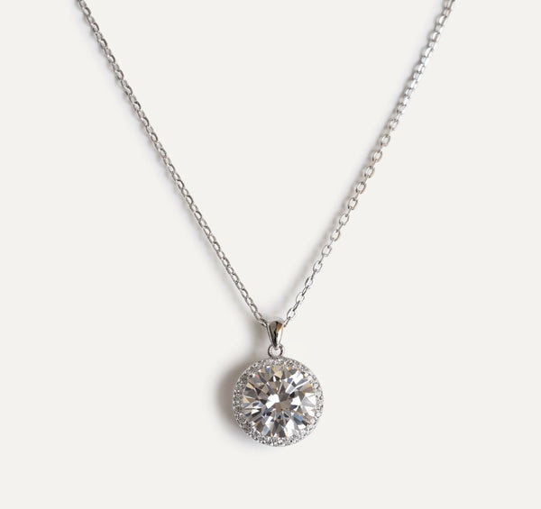 PEHRO 925 Sterling Silver 3 Carat Moissanite Halo Pendant