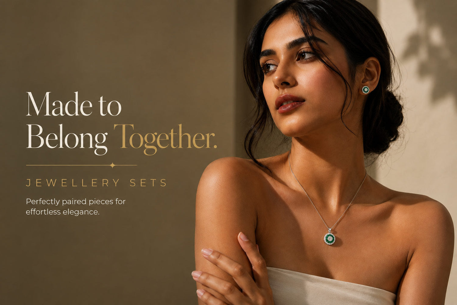 Woman wearing PEHRO 925 Sterling Silver Necklace and Earring Set