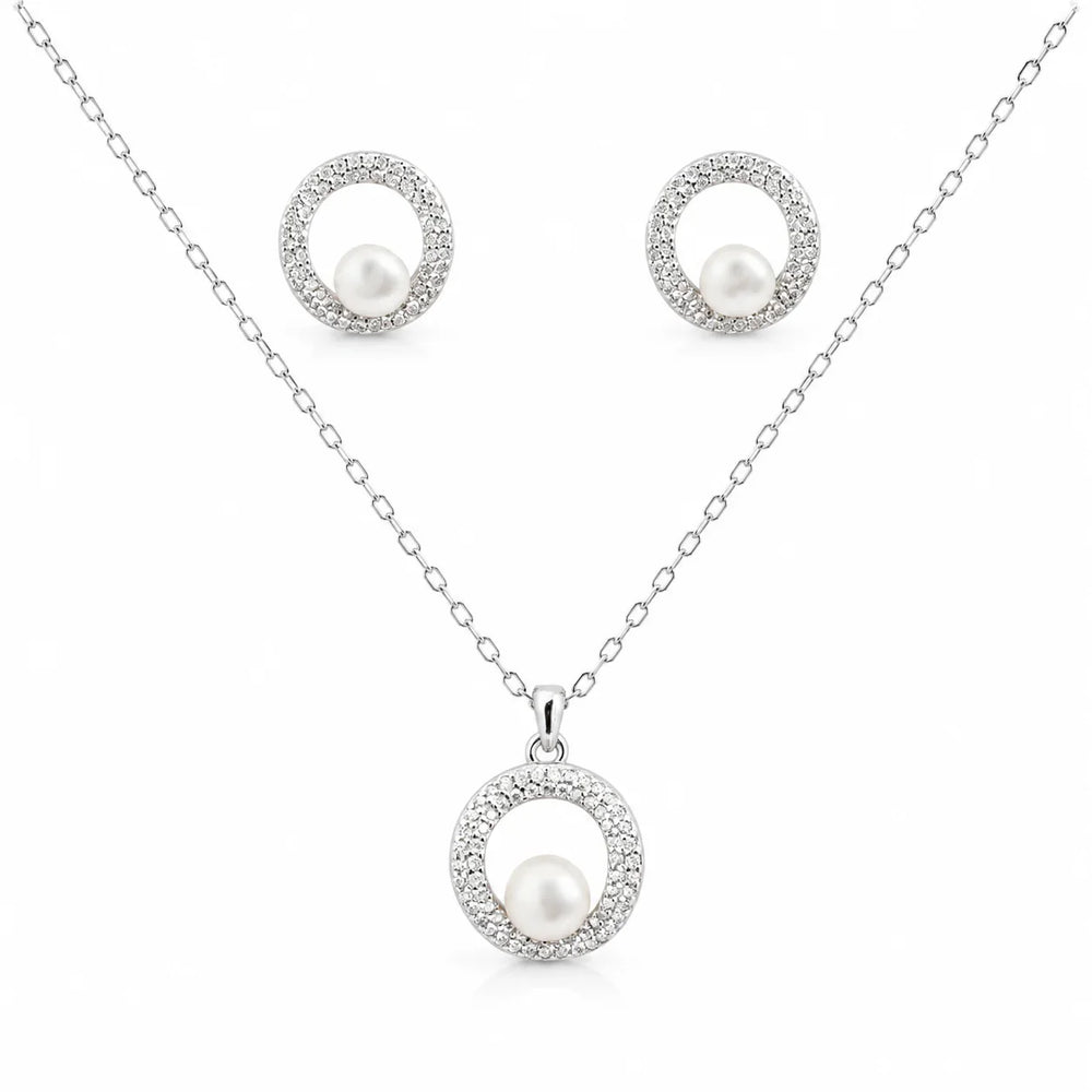 925 Sterling Silver Luna Pearl Necklace Set