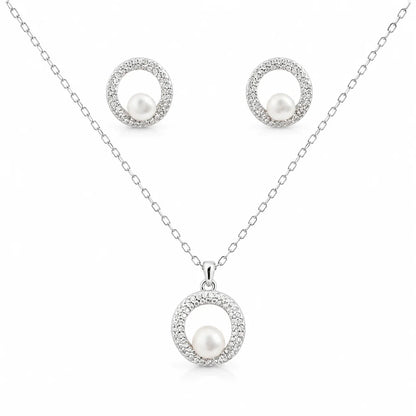 925 Sterling Silver Luna Pearl Necklace Set
