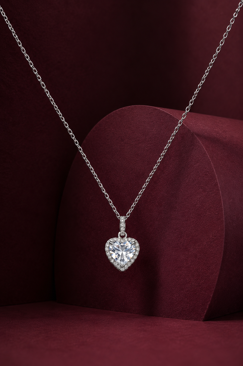 925 Sterling Silver Heart Solitaire Pendant Necklace