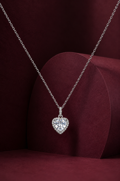 925 Sterling Silver Heart Solitaire Pendant Necklace