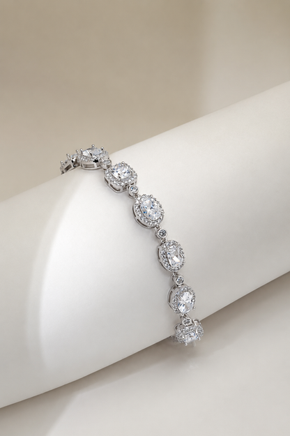 925 Sterling Silver Halo Link Bracelet