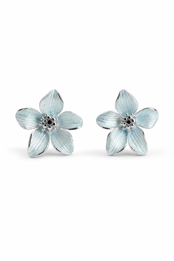 925 Sterling Silver Blue Blossom Stud Earrings