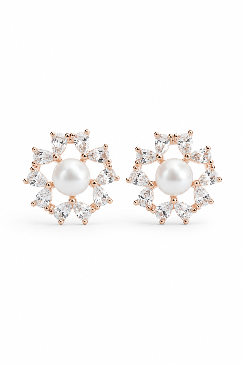 925 Sterling Silver Pearl Bloom Stud Earrings