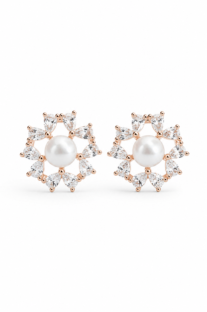 925 Sterling Silver Pearl Bloom Stud Earrings