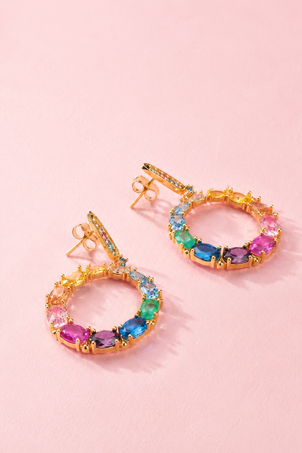 925 Sterling Silver Multicolor Circle Drop Earrings