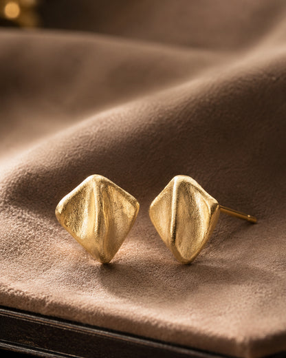925 Sterling Silver Textured Geometric Stud Earrings