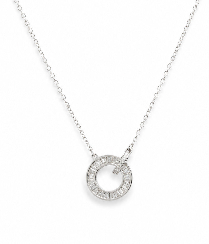 PEHRO 925 Sterling Silver Circle Pendant Necklace