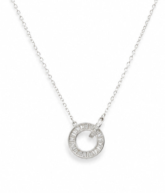 PEHRO 925 Sterling Silver Circle Pendant Necklace