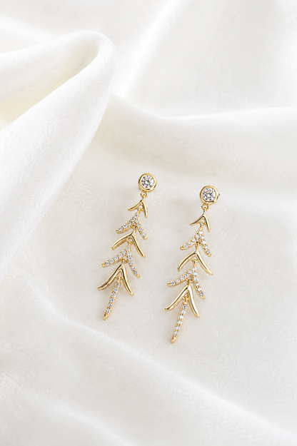 925 Sterling Silver Nature Leaf Drop Earrings