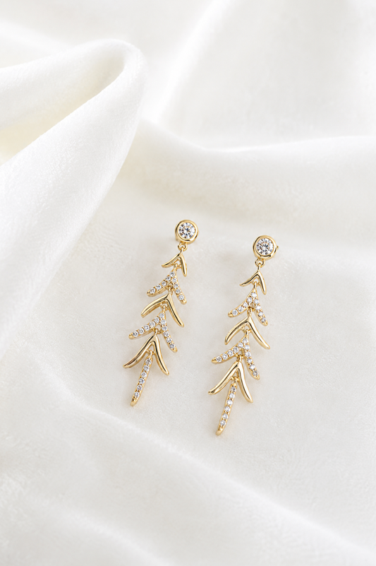 925 Sterling Silver Nature Leaf Drop Earrings