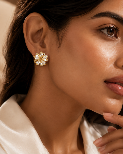 925 Sterling Silver Floral Cluster Stud Earrings